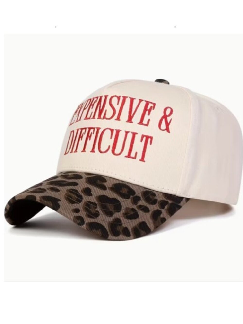 “EXPENSIVE & DIFFICULT” Ivory & Leopard‎ Embroidered Snap Back Trucker Hat NEW! - Picture 2 of 7